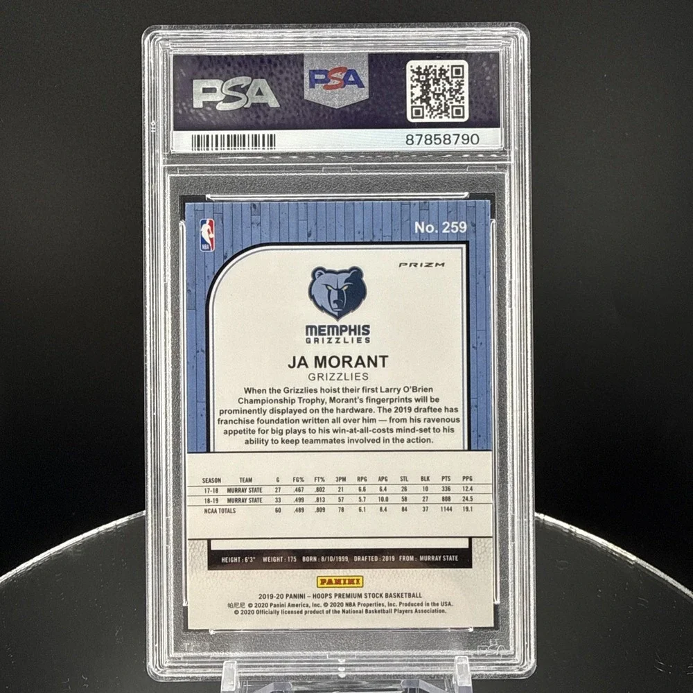 2019 NBA Hoops Premium Stock Blue Cracked Ice RC JA MORANT #259 PSA 10 Grizzlies